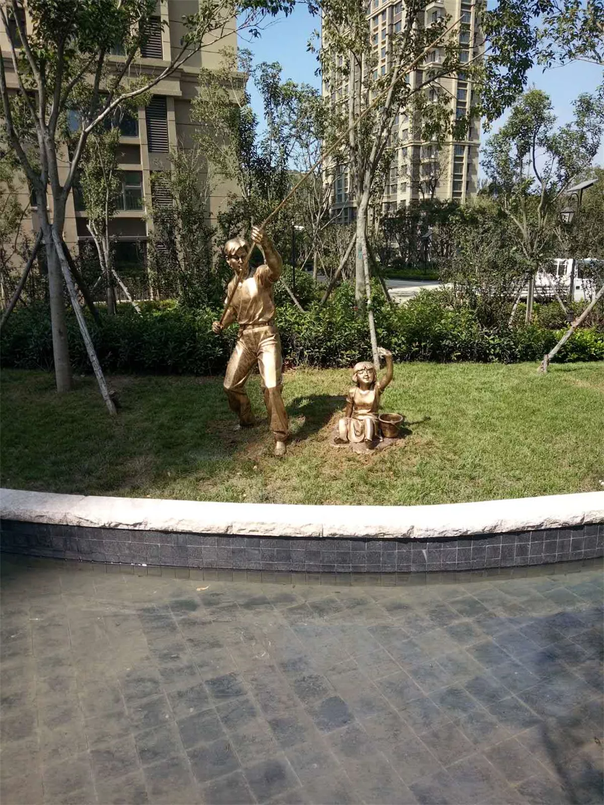 玻璃钢钓鱼雕塑